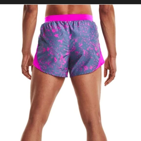 UNDER ARMOR Fly-By Printed Shorts, Sz S, Inseam 3", Loose, Purple/Pink - Picture 3 of 12